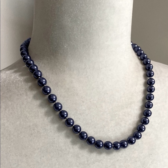 Hand Crafted Elegant Small Blue Pearl Necklace Bracelet Set Wedding Anniversary - Picture 10 of 17